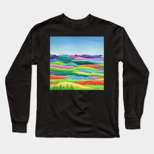 Pastel Hills - Abstract, colorful landscape Long Sleeve T-Shirt